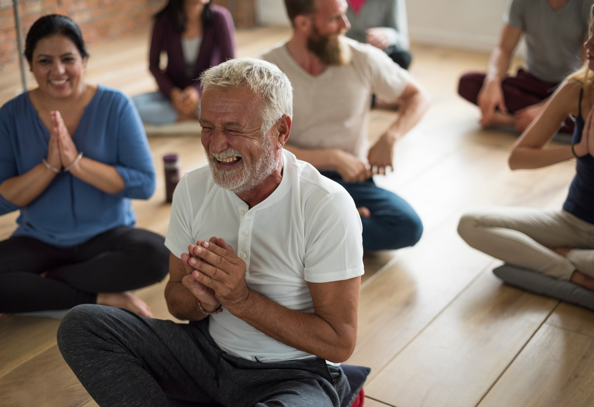 Older individuals partaking in mindfulness practice